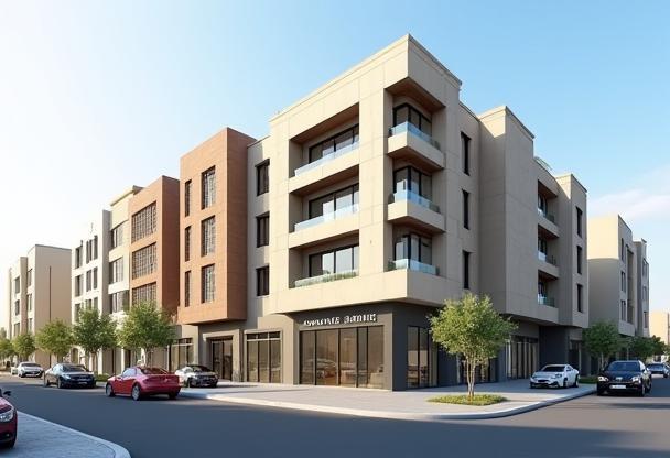 Modern mixed-use building exterior