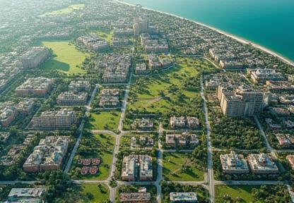 Aerial view of a planned urban area